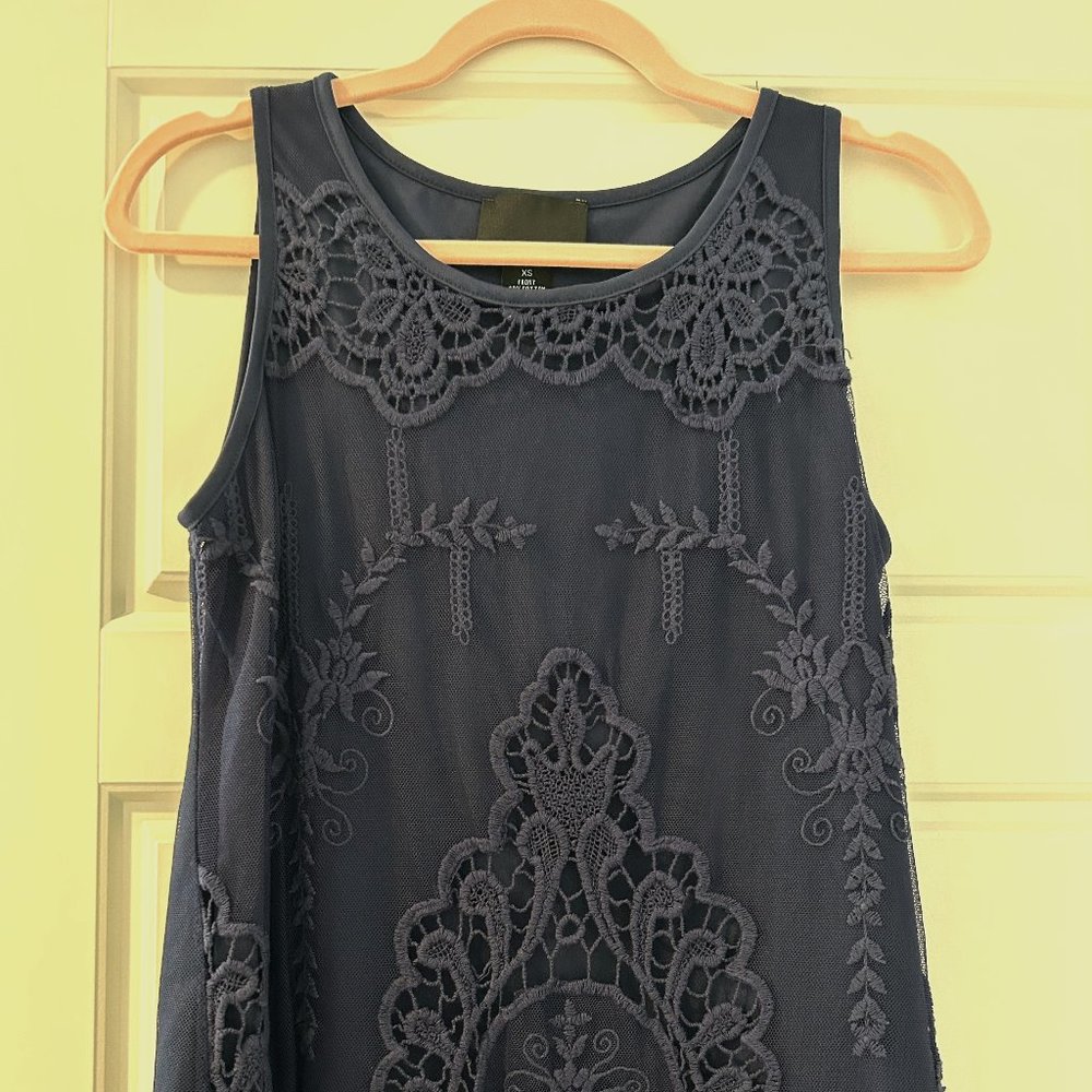 Cynthia Rowley Blue Lace Embroidered Tank Top